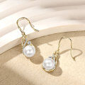 Sterling Silver Natural Freshwater Pearl Ear Hooks, French Minimalist Design-0-2