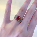 wholesale S925 Silver 7*9mm Pigeon Blood Red European Italian Craft Vintage Court Style Ring for Women-0-3