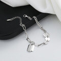 wholesale S925 Sterling Silver Goodluck Charm Chain Link Bracelet with Lucky Plate Pendant, Ins Style Versatile Unisex Hong Kong Fashion Jewelry-0-1