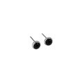 wholesale S925 Sterling Silver Korean Version Ins Small and Chic Design Minimalist Geometric Circle Inlaid Black Onyx Textured Stud Earrings for Women-0-5