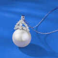 wholesale S925 Silver Metal 16mm Pearl Necklace Pendant Women's Light Luxury Daily Fashion Style Wholesale-0-1