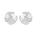 wholesale S925 Sterling Silver 475 Korean Version Minimalist Hollow Design Light Luxury Diamond-Inlaid Ginkgo Leaf Earrings for Women-0-5