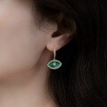 wholesale S925 Sterling Silver Inlaid with Malachite Minimalist Eye Earrings, Fashionable and Popular Cross-Border Wholesale-0-1
