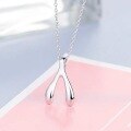 wholesale S925 Sterling Silver Cross-Border Best-Selling Wishbone Necklace, Minimalist Geometric Necklace for Women, European and American Creative Design Factory Wholesale-0-5