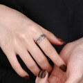 wholesale S925 Sterling Silver Korean-style Creative Double-layer Crossed Line Hollow-out Knot Minimalist Open Ring-0-2
