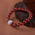 wholesale 925 Silver Handwoven New Chinese Style Hetian White Lotus Bead Purple Gold Sand Bracelet High Content Cinnabar Bead Bracelet for Women-0-1