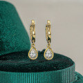 14K Gold Plated S925 Silver Teardrop Moissanite Earrings, Simple Women's Studs-0-0