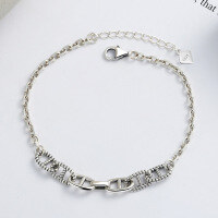 wholesale Metal material Cloud Tide Pavilion East Gate Pig Nose Minimalist Style Best Friend Bracelet for Female Students Ins Niche Design Versatile Wrist Accessory-YS051/approx. 4.53g 925 silver