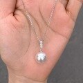 wholesale S925 sterling silver three-drill queen-style artificial Australian white pearl necklace, Swarovski pearls, lightweight luxury classic elegant collarbone chain-0-5