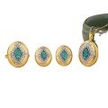 wholesale S925 Gold-Plated Silver with Buccellati, Medieval Style Opal Ring Necklace Earring Set by-0-4