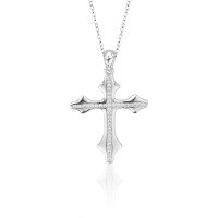 Sterling Silver Full Pavé Moissanite Cross Pendant Necklace for Women-Cross necklace (white gold)  Moissanite 1.1mm*38 beads (925 silver)