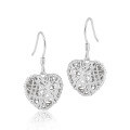 wholesale S925 Sterling Silver 507 Grid Hollow-Out Heart Earrings for Women, Minimalist Style, Small and Unique, Simple and Elegant Silver Ear Accessories-0-0