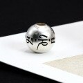 wholesale 925 Sterling Silver 3D Hard Silver Antique Six-Character Mantra Beaded Bracelet Barrel Bead Braided String DIY Handmade Loose Bead Accessories-0-6