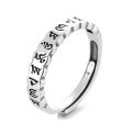 wholesale S925 Sterling Silver Hot Selling Heart Sutra Six-Character Mantra Ring Retro INS Trendy Fashion Influencer Index Finger Ring for Women-0-4