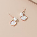 wholesale S925 Sterling Silver Fresh and Sweet Ins Style Small and Unique Design Fan-shaped Beaded Earrings M05784-0-0