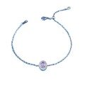 wholesale S925 Silver Oval Solitaire Bracelet, Light Luxury and Exquisite Commuting Versatile Adjustable Bracelet for Women-0-4