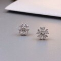 wholesale S925 Sterling Silver Fashion Diamond-inlaid Five-leaf Flower Ear Studs, Minimalist Niche Elegant High-end Earrings Gift for Best Friend-0-0