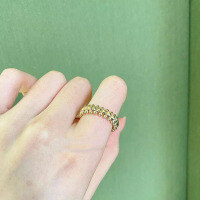 wholesale S925 silver gold-plated trendy geometric ring, stylish jewelry romantic collection-R682 Gold>9