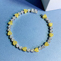 wholesale S925 Sterling Silver Gold-Plated Heart-Shaped Yellow Diamond Bracelet for Women, 50 Points, Love Motif, Wealth-Attracting, Luxury, Niche, Exquisite-0-5
