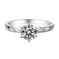 wholesale Moissanite Ring Cross-Border E-commerce Simulated Diamond Ring Six-Prong Micro-Set Multi-Diamond Women's Ring Dropshipping-Platinum US size 6#