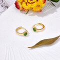 wholesale S925 silver gold-plated and chrome diopside inlaid lightweight luxury style small earrings, new Japanese design in Wholesale from source factory-0-1