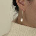 wholesale S925 Sterling Silver Natural Freshwater Pearl Exquisite Gentle French Retro Long Tassel Earrings for Women-0-1