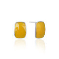 wholesale S925 sterling silver minimalist fashion trendy yellow drip-painted rectangular stud earrings for women-0-4