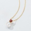 wholesale Fashionable and luxurious S925 sterling silver freshwater pearl necklace for women with garnet pendant, exuding a retro and elegant style-0-2