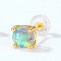 wholesale S925 Silver Plated with 9K Gold Japanese Korean Minimalist Style Synthetic Opal Round Geometric Ear Studs for Women Wholesale Viral Earrings-0-1