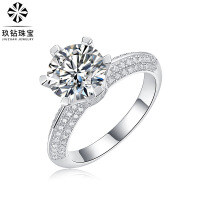 S925 Silver Moissanite Ring, Custom Luxury Live Stream Jewelry-1 carat moissanite  US 5# / Hong Kong 11#