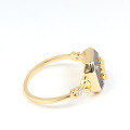 wholesale S925 silver gold-plated with natural gray-blue labradorite vintage Japanese-style antique jewelry ring for wholesale-0-3