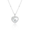 wholesale S925 Sterling Silver 3339 Rose Flower Love Heart Necklace for Women, High-End Sense, Small and Exquisite, Ins Style, Natural Shell Stone Heart Pendant-0-0