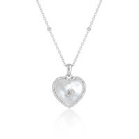 wholesale S925 Sterling Silver 3339 Rose Flower Love Heart Necklace for Women, High-End Sense, Small and Exquisite, Ins Style, Natural Shell Stone Heart Pendant-Platinum 925 silver