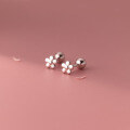 wholesale S925 Sterling Silver Floral Thread Earrings Ins Style Small Fresh Design Sense Flower Earrings for Women M03473-0-3