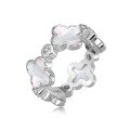 wholesale S925 Sterling Silver Women's Heart-Shaped Four-Leaf Clover Zircon Separate Design Small Luxury Ring-0-7