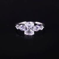 wholesale S925 Sterling Silver with Moissanite 2 Carat D Color Radiant Large Center Stone Ring with Certificate-2 carat moissanite ring  US size 6 (domestic size 13)