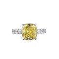 wholesale S925 silver set with 9*10mm chunky square-cut yellow diamond ring for women, high-carbon diamond ice flower cut,-0-4