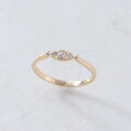 wholesale S925 silver plated with 14K gold, Japanese minimalist-style-designed white crystal + white zircon ring-0-3