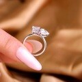 S925 Silver Moissanite 4ct Pear Crown Push Square High Carbon Stone Ring, Cross-border Stock, Empty Setting Wholesale-0-1
