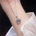 wholesale S925 Sterling Silver Natural Moonstone Aquamarine Topaz Pendant Necklace Women's Blue Moonstone Collarbone Chain Xiaohongshu Trendy-0-2