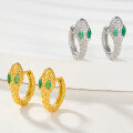 wholesale S925 silver earrings with gold-plated blue snake-shaped cubic zirconia studs, vintage high-end earrings for women,-0-2