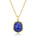 wholesale S925 gold-plated silver with vintage Japanese style openwork geometric pattern lapis lazuli pure silver pendant collarbone chain necklace for wholesale-0-5