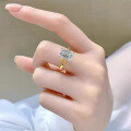 wholesale S925 silver gold-plated 7*10 rectangular ring for women, daily versatile direct-0-3