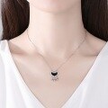 wholesale S925 Sterling Silver Ethnic Style Cloud Pendant Beaded Mother-of-Pearl Longevity Lock Necklace Slimming Versatile Trendy Black Silver Tone-0-3