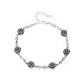 wholesale Metal, S925 Silver Retro Vintage Camellia Flower European and American Trendy Punk Style Niche Design Versatile Bracelet-0-4