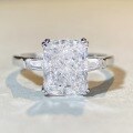 wholesale S925 Sterling Silver High-Carbon Diamond Ice-Cut Radiant Ring for Women, Elegant and Sophisticated Wedding Engagement Ring-0-3