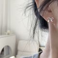 wholesale S925 Sterling Silver All-Over Shining Ribbon Bow Earrings – Korean-Style Sweet Cute Versatile Niche High-End Jewelry-0-2