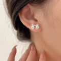 wholesale S925 Sterling Silver Sweet and Elegant Bow Ear Studs Women New Spring Summer High-end Earrings-0-3