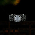 wholesale 925 silver Shipei Jewelry circular hydro jadeite 6mm Chinese style blackened ring fashionable niche women's ring size 5-11#-0-1