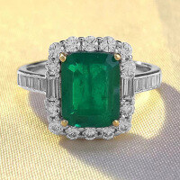 wholesale S925 Sterling Silver New 7*9mm Simulated Emerald Rectangular Ring for Women Fashion Euro-American Style-R576 Green Diamond No. 7
